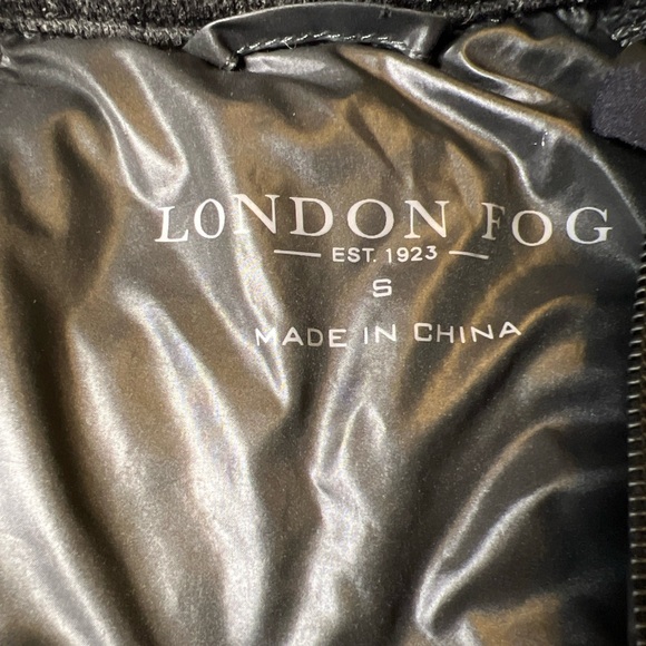 London Fog S Full Zip Black Down Filled LightWeight Coat Puffer Middle Knit Side - Picture 5 of 7